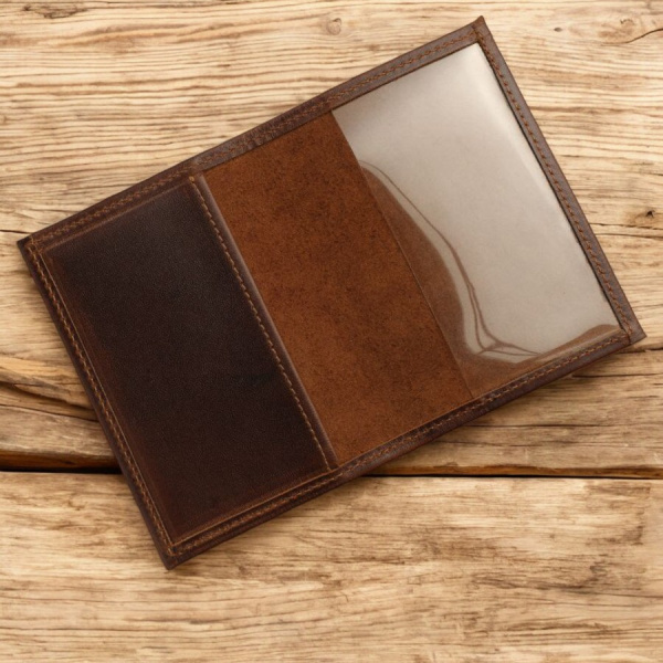 Обложка на паспорт из натуральной кожи Classic / Ручная работа, 100 % кожа / Без логотипов и надписей